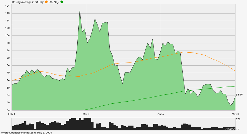 Bitcoin SV One Quarter Historical Price Chart