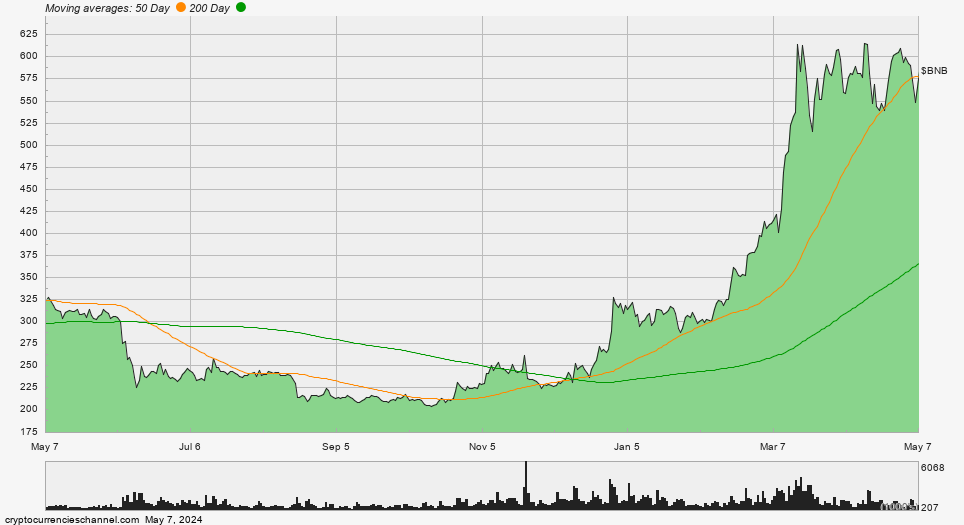 BNB One Year Historical Price Chart